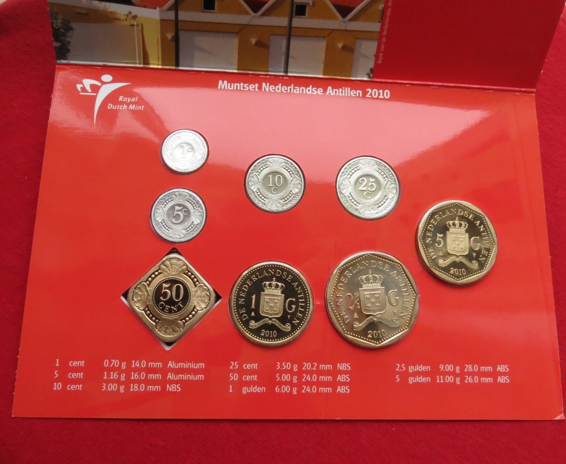  ANTILLES set 1 2,1/2 5 10 25 cents 1-2,50 5 gulden 2010   