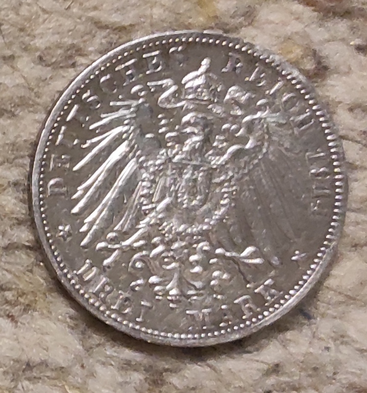  Baden 3 Mark 1914, SILBER,   