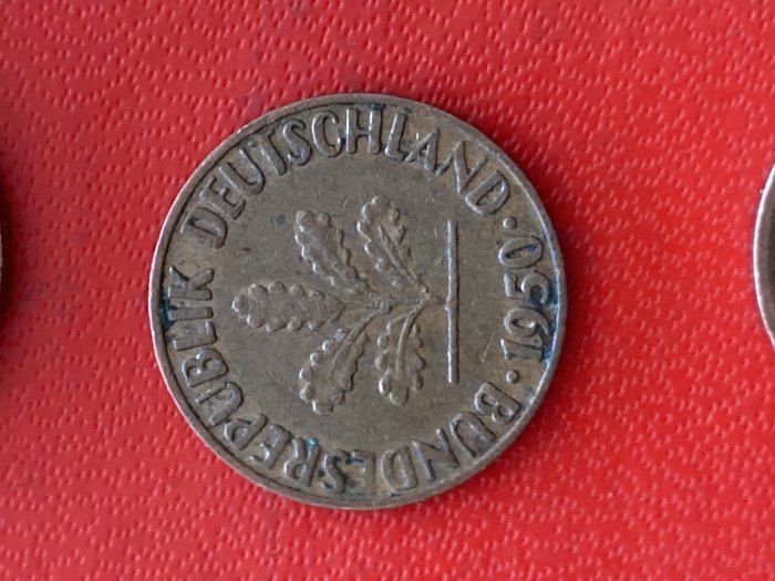  Münze Münzen Umlaufmünze Deutschland BRD 1 Pfennig 1950 Münzzeichen F   