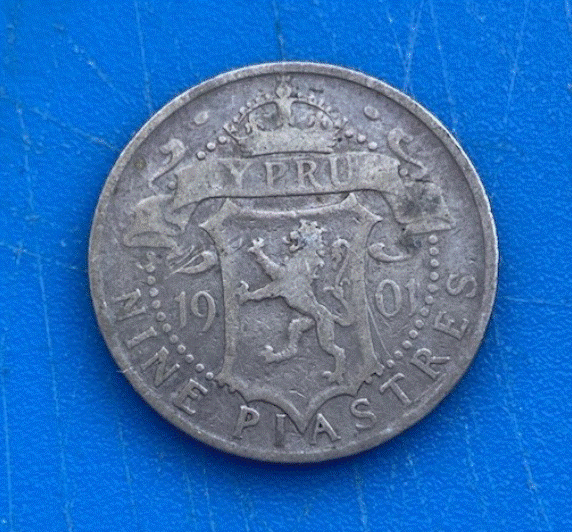  SILBER - Zypern (Britische Kolonialverwaltung) 9 Piastres 1901 Victoria Old Head   