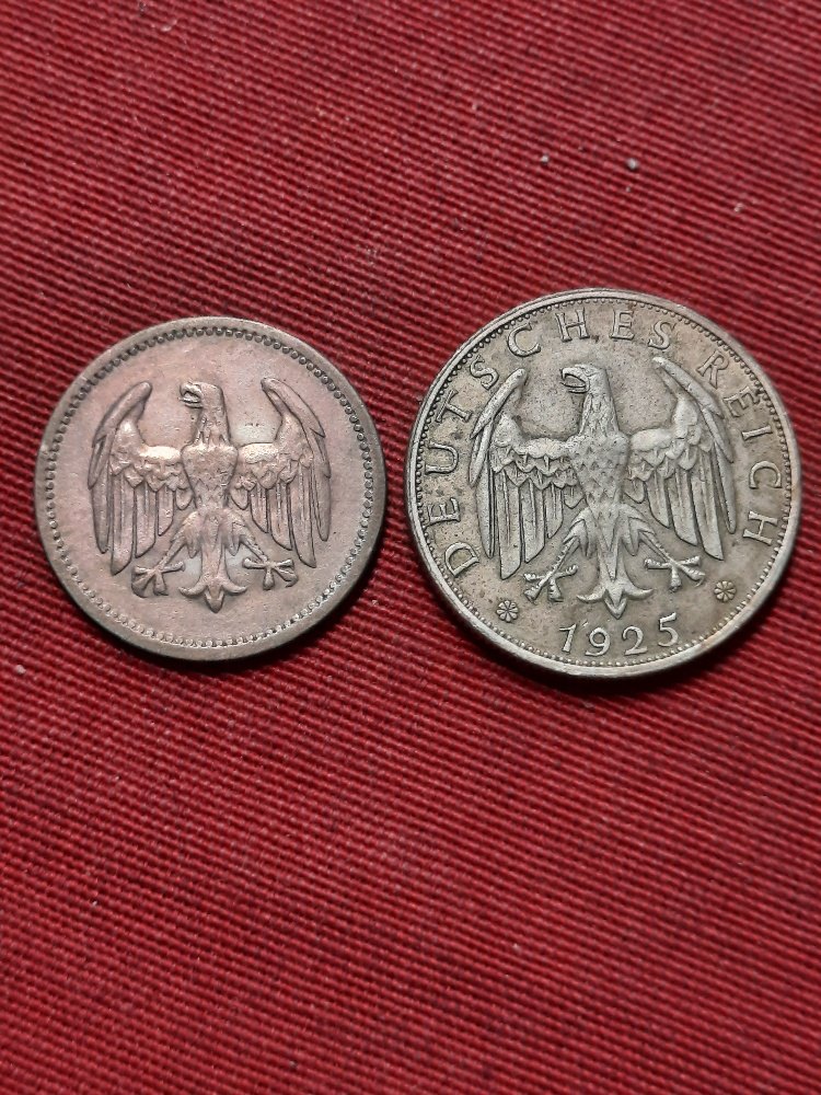  Weimar 1 und 2 Mark Silber   
