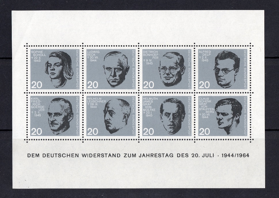  BRD 1964 Mi.431-438 Block 3 **Postfr./ kl. Knick o.l. und o.r./ auf dem scan nicht zu sehen Mi 8,50€   