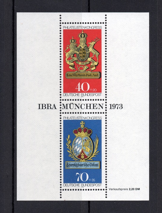  BRD 1973 Mi.766-767 Block 9 **Postfrisch   