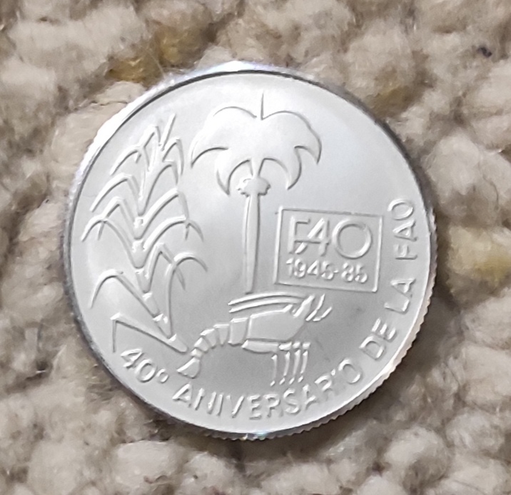  Kuba 5 Pesos 1985, SILBER, 40. Jahrestag - FAO   