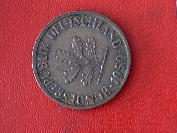  Umlaufmünze Deutschland BRD 1 Pfennig 1950 Münzzeichen J   