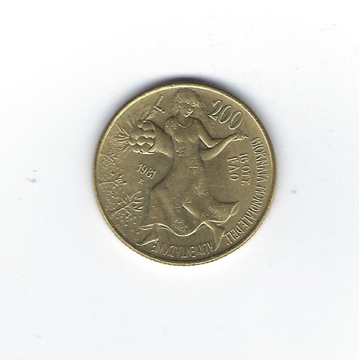  Italien 200 Lire 1981 FAO   