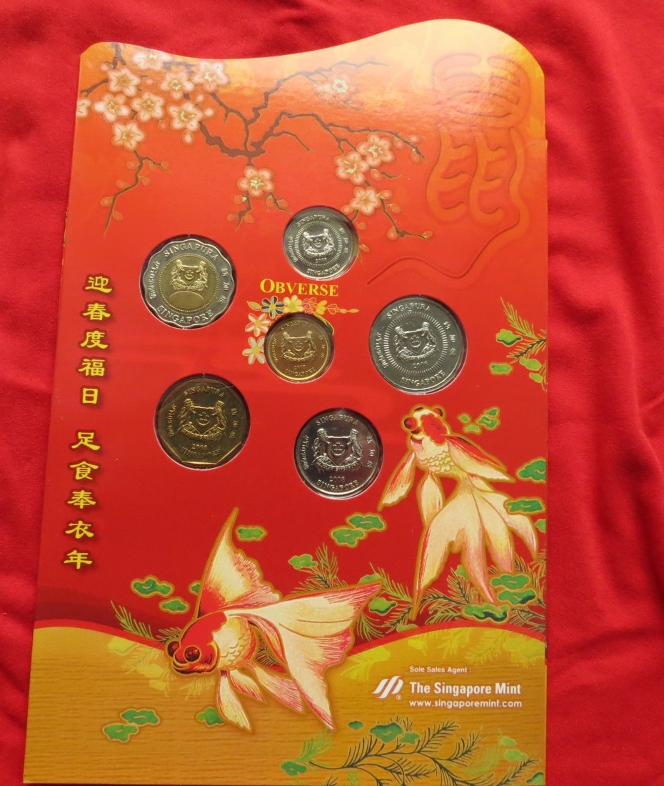 SINGAPORE set 5 10 20 50 cents 1 5 $ 2008