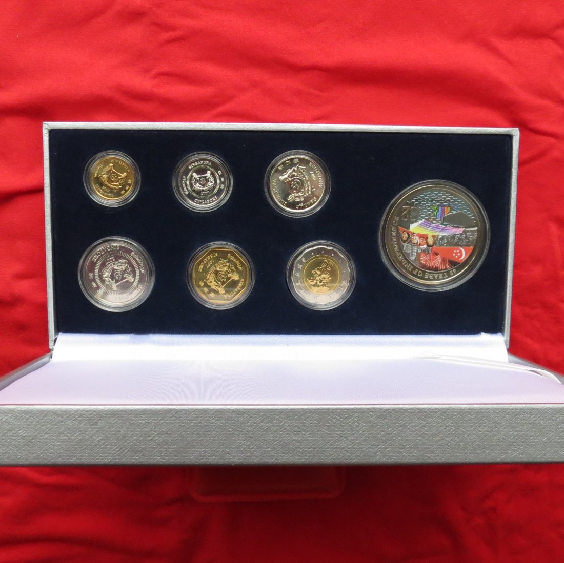  SINGAPORE set 5 10 20 50 cents 1 2 5 $ 2007 box   