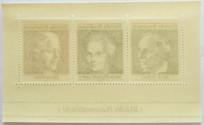  1969, Deutschland, Briefmarkenbogen: 50 Jahre Frauenwahlrecht, postfrisch   