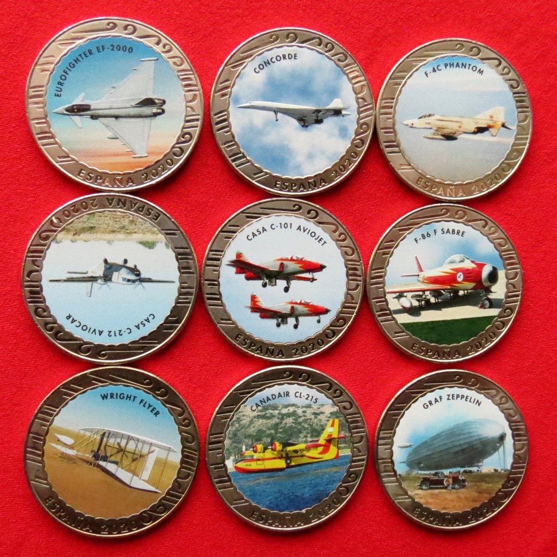 Spain 9 x 1.5 euro 2020 aviation