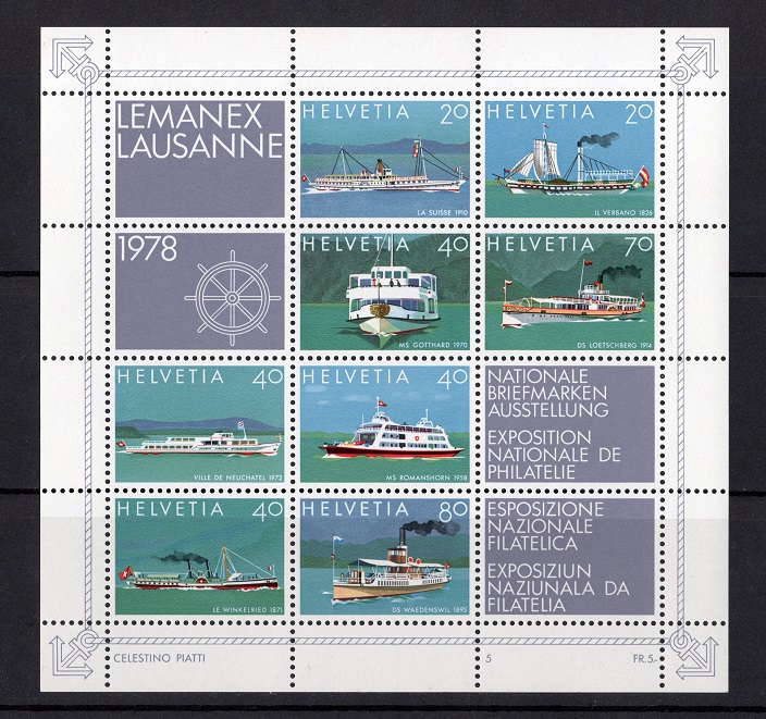  Schweiz 1978 Großer Block/ **Postfrisch/ LEMANEX LAUSANNE Briefmarkenausstellung/ siehe scan   