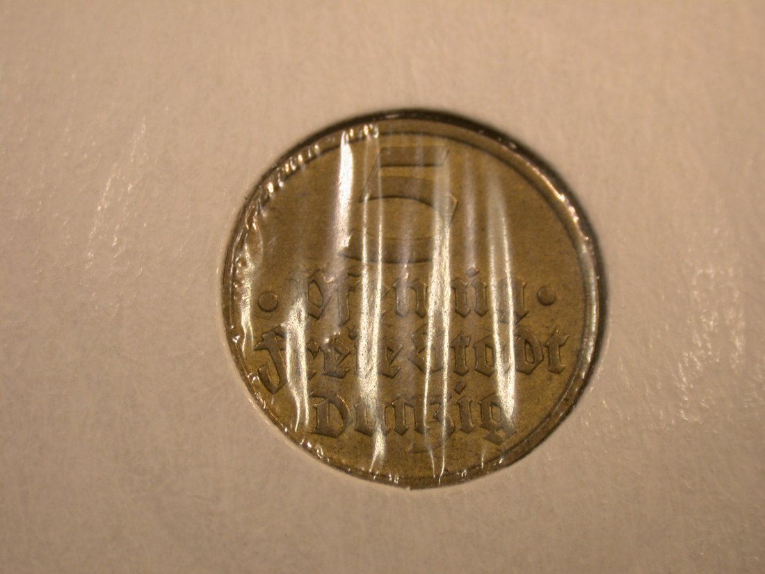  J35  Danzig  5 Pfennig 1932 in vz  Originalbilder   