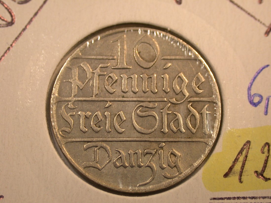 J35 Danzig 10 Pfennig 1923 in f. vz Originalbilder