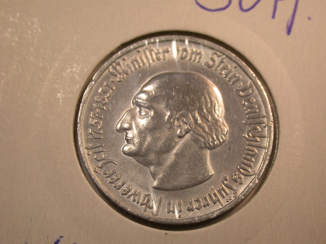 J35  Westfalen von Stein  50 Pfennig 1921 in vz-st/f.st  J. N 8 Originalbilder   