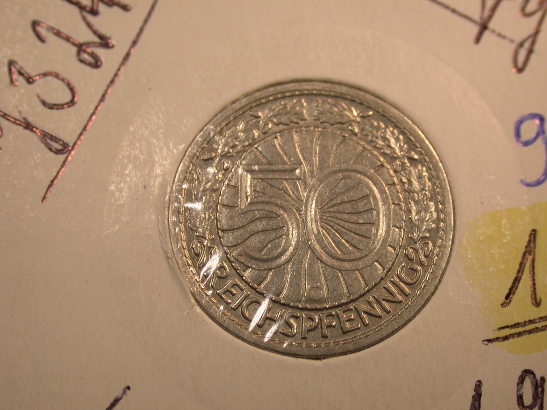 J35 Weimar 50 Pfennig 1927 G in ss+ Originalbilder