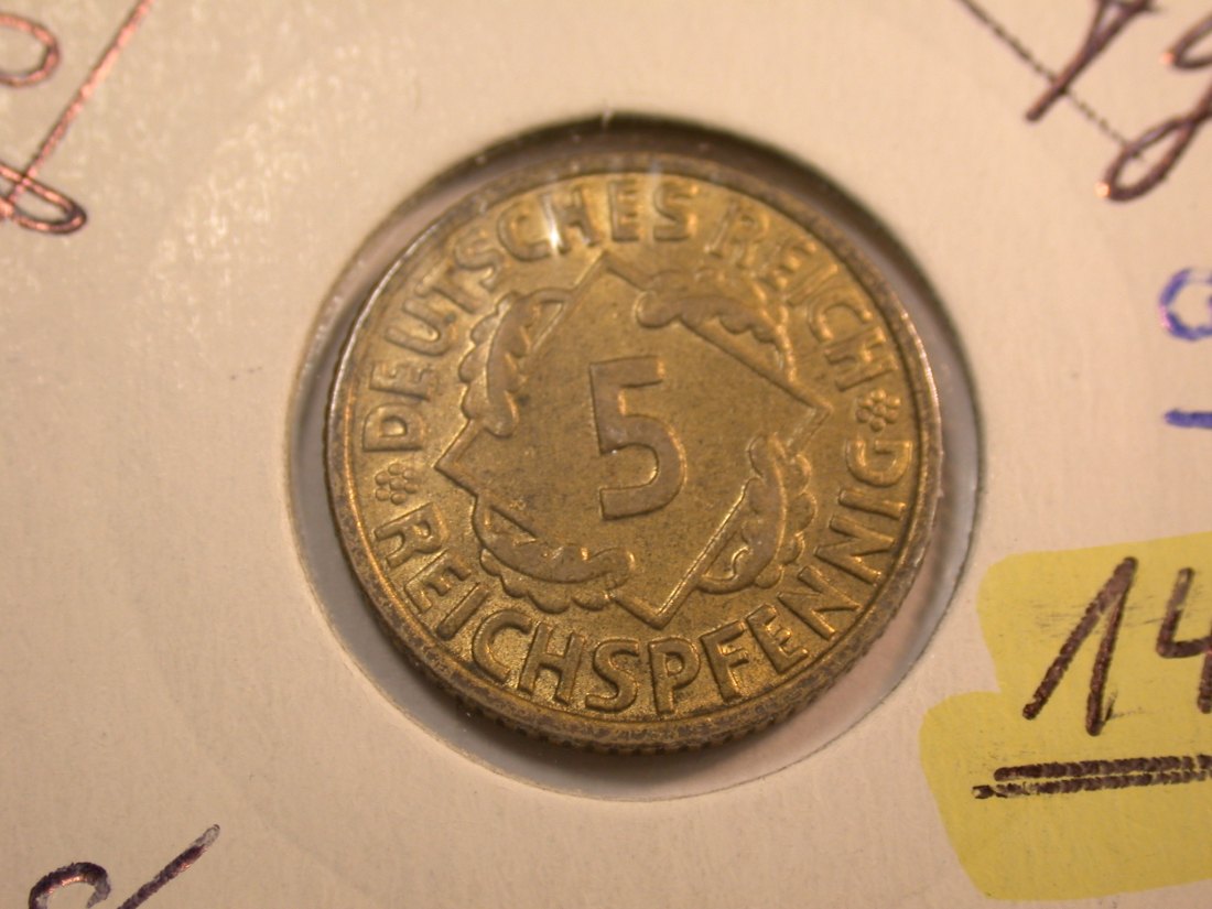  J35  Weimar 5 Pfennig 1925 G in ST  !!  Originalbilder   