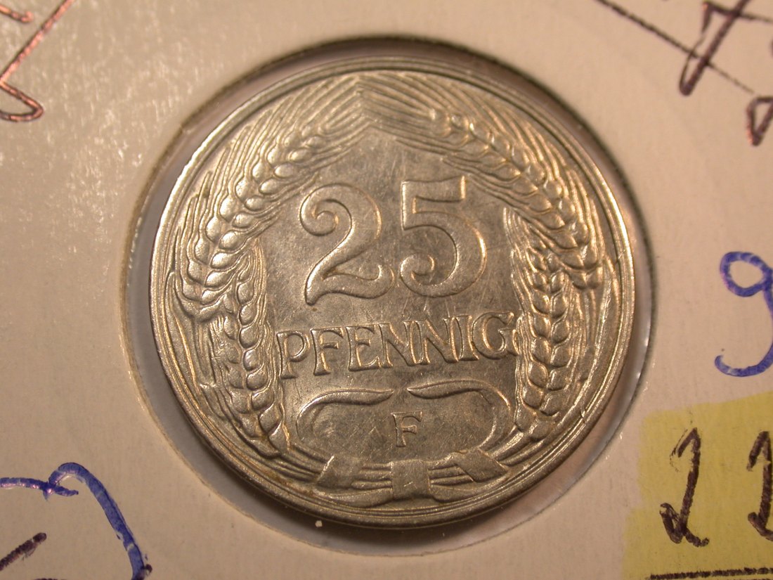 J35 KR 25 Pfennig 1912 F in vz Originalbilder