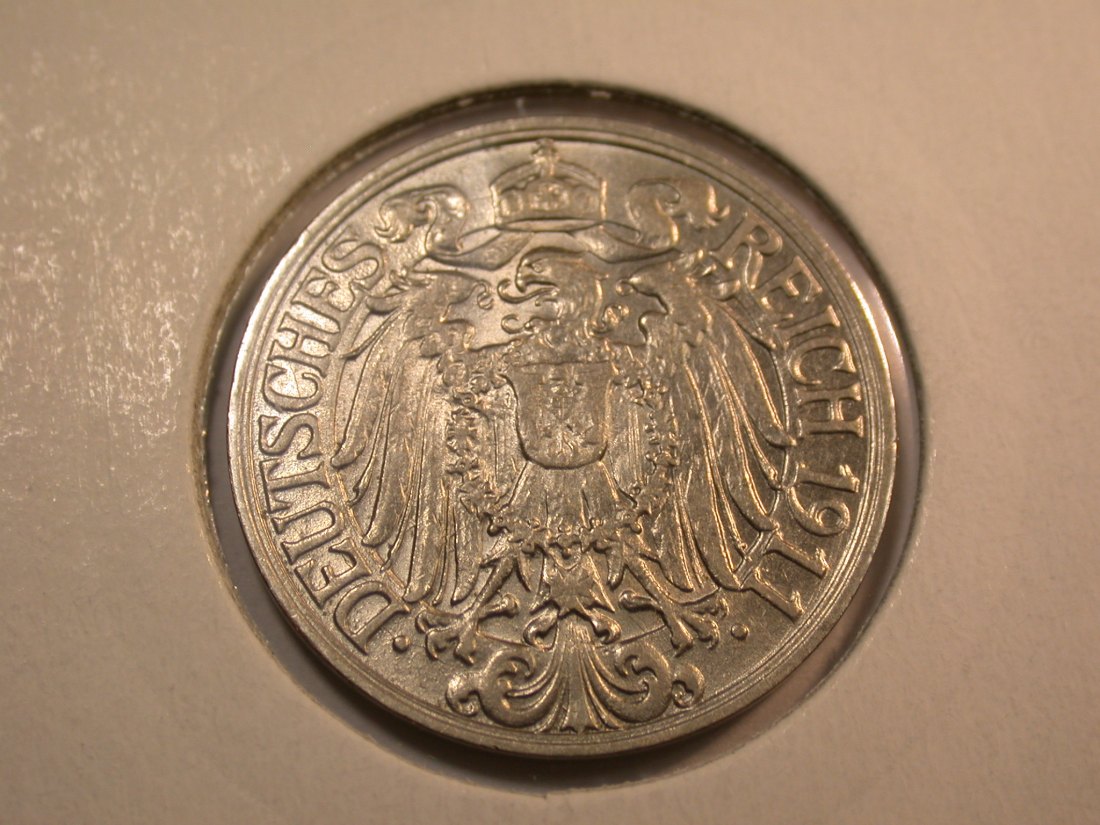  J35  KR  25 Pfennig 1911 G in vz-st    Originalbilder   