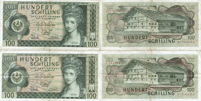  SZAIVERT ÖSTERREICH 2. REPUBLIK BANKNOTEN 100 SCHILLING 1969 ANGELIKA KAUFMANN   