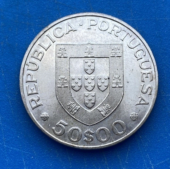  SILBER - Portugal 50 Escudos 1969 100. Geburtstag Oscar Carmona   