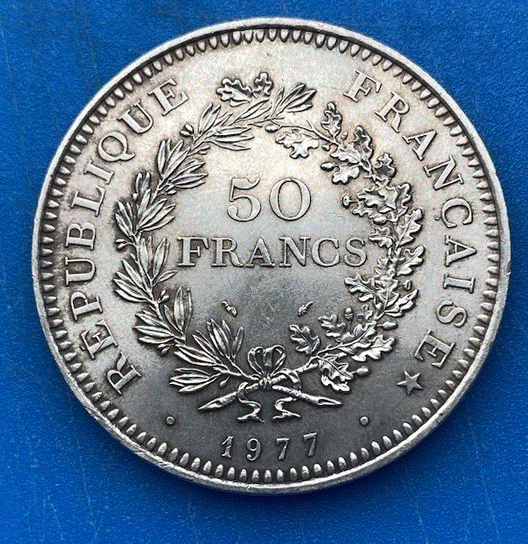  SILBER - Frankreich 50 Francs 1977 Herkules-Gruppe (Typ Hercule / Dupré)   