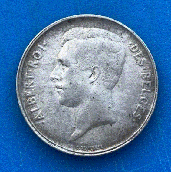  SILBER - Belgien 2 Francs 1911 (Albert I.) Kopfbildnis   
