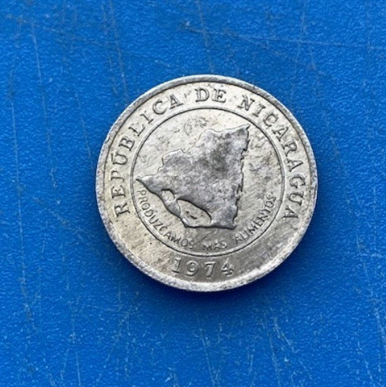  Nicaragua 10 Centavos (de Córdoba) 1974 Landkarte von Nicaragua FAO   
