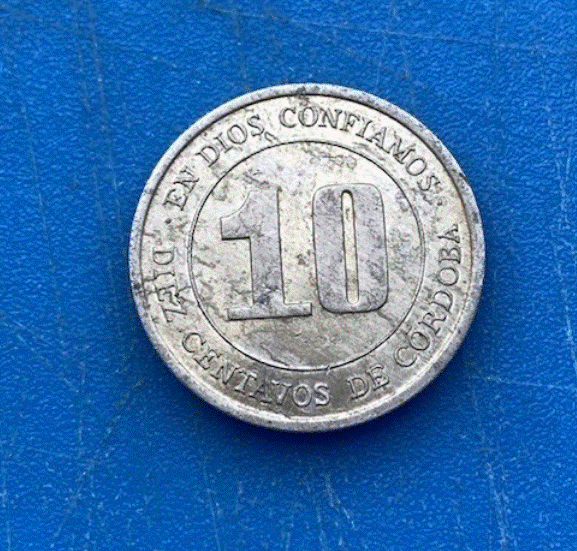  Nicaragua 10 Centavos (de Córdoba) 1974 Landkarte von Nicaragua FAO   