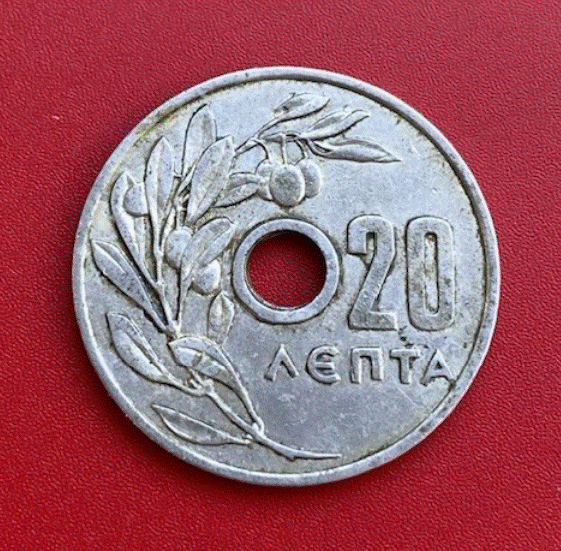  Griechenland (Königreich) 20 Lepta 1959 Gekrönter Zweigkranz  & Olivenzweig   