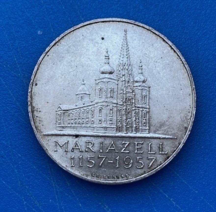  SILBER - Österreich 25 Schilling 1957 Mariazell | .800er Silbermünze   