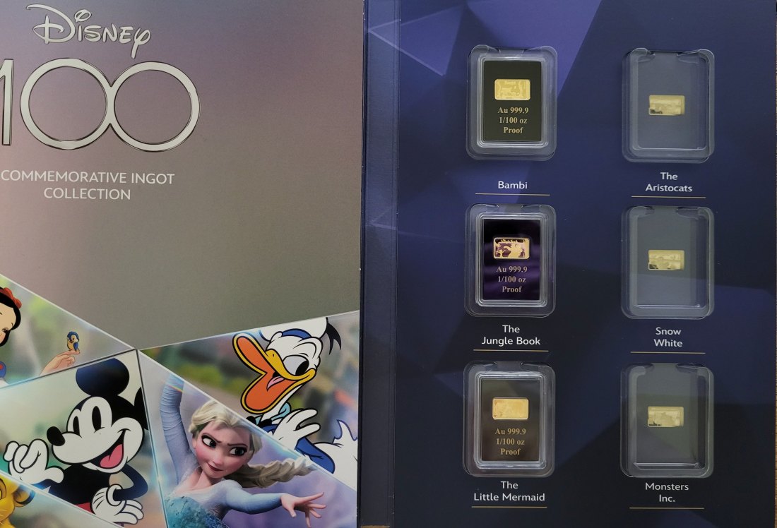  10 Dollars 2023 Disney Goldbarren 1/100 Oz 999.9 9 Stk. Solomon Islands Spittalgold9800 (5526   