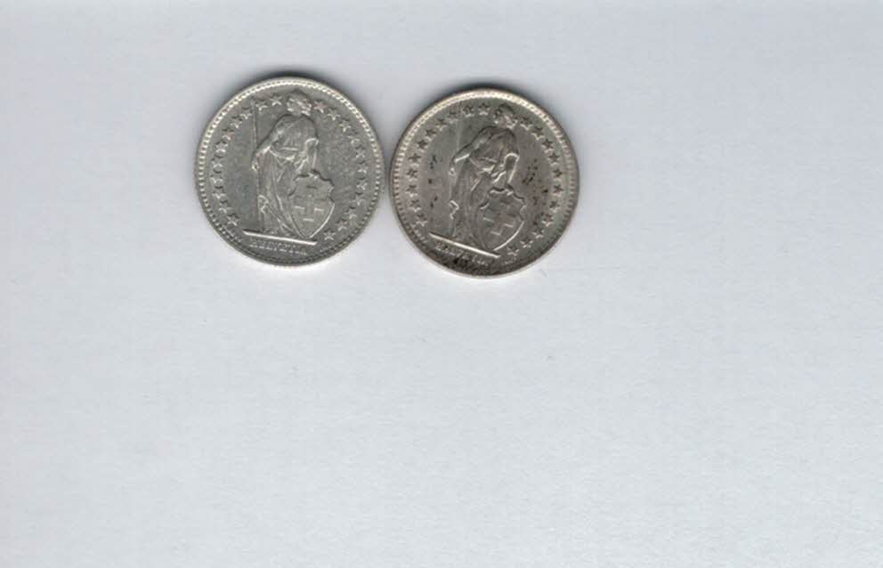  1/2 Franken 1953 1959 silber á 2,08g fein 2 Stk. Schweiz Spittalgold9800 (3469)   