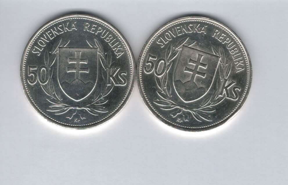  50 Korun 1944 Silbermünze 700/16,5g 2 Stk. Slowakei Spittalgold9800 (3469)   