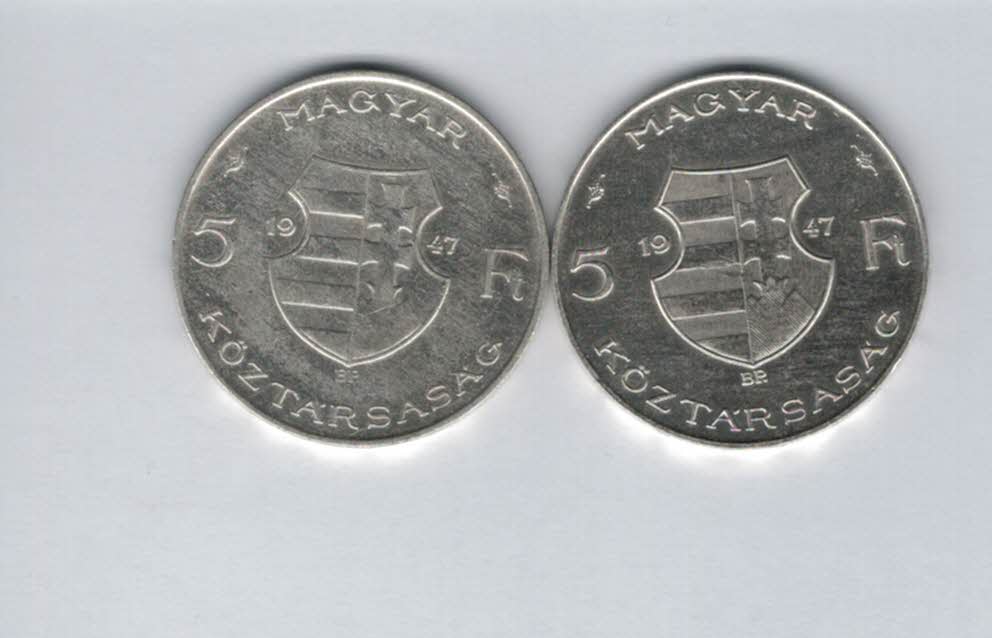  5 Forint 1947 Silbermünze 2 Stk. 500/12g Ungarn Spittalgold9800 (3469   