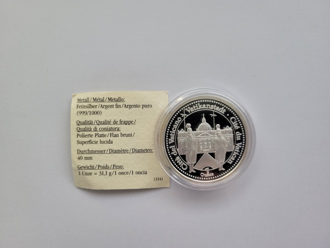  Silbermedaille 1 Oz 999 Die Schweizer Garde Vatikan Vaticano Spittalgold9800 (5455   