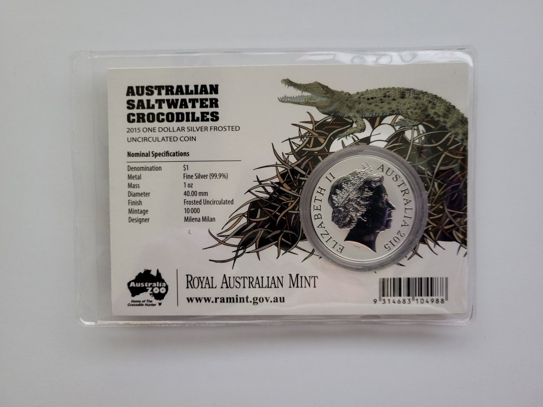  1 Dollar 2015 Agro Jr. Salzwasser Krokodil 1 Oz Silbermünze 999 Australien Spittalgold9800 (5455   
