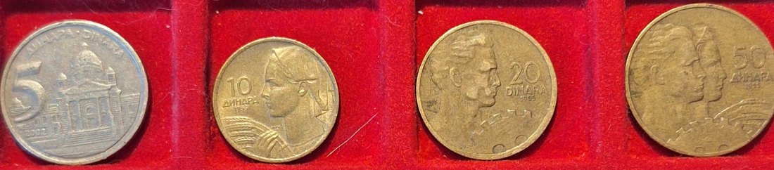 Jugoslawien; 4erSet 5 Dinara 2002 10-50 Dinara 1955   