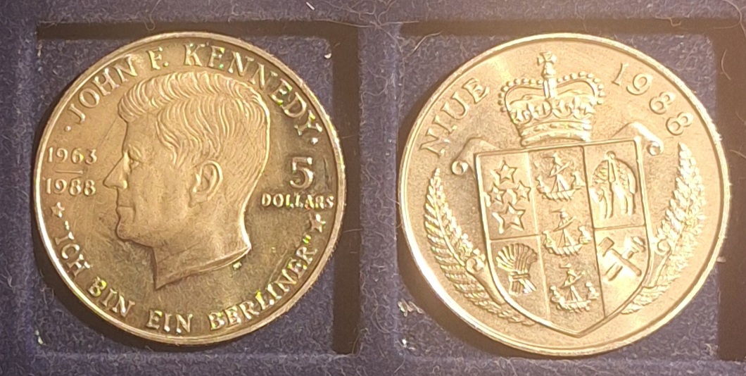  Niue 5 Dollar 1988 John F. Kennedy Rede 1963 endete Ich bin ein Berliner   