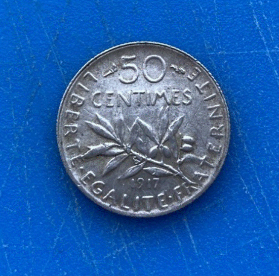  SILBER -  Frankreich  50 Centime 1917 | Säherin  Hoher Silberanteil   