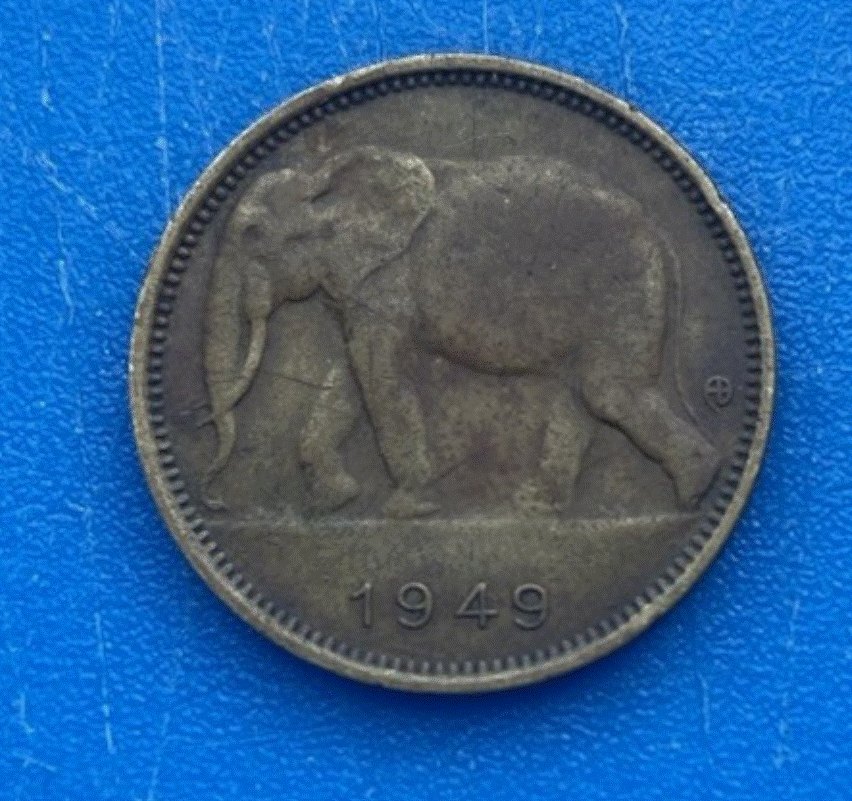  Belgisch Kongo 1 Franc 1949 Elefant Münze Kolonialgeschichte   