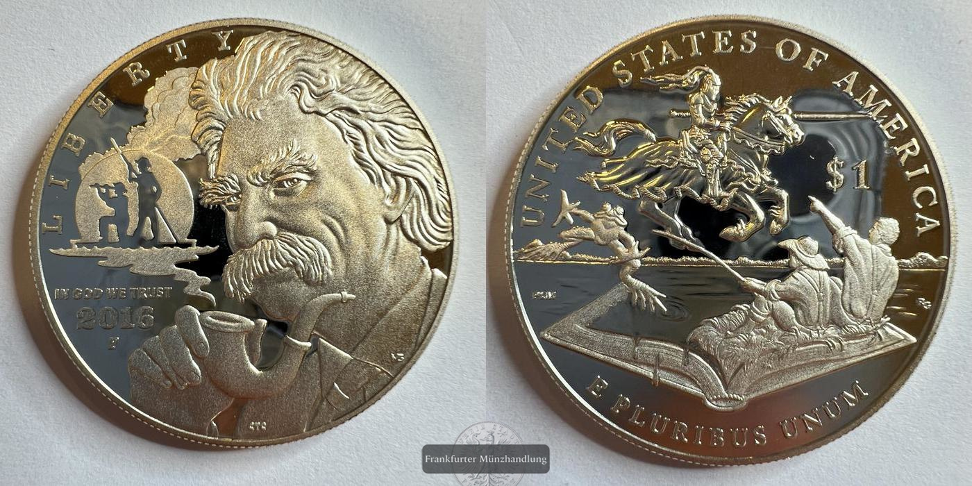  USA 1 Dollar (Mark Twain) 2016 Proof FM-FRANKFURT KM#622 Feinsilber: 24,1g   