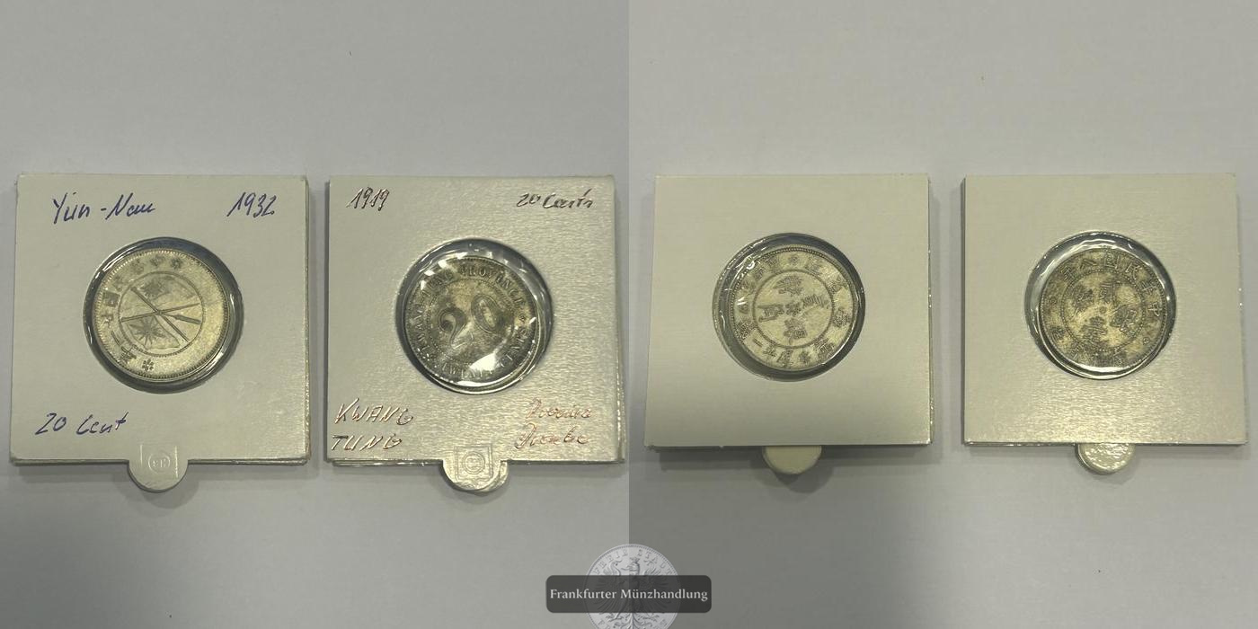  LOT: China / 4x 2 Jiao 1932, 3x 2 Jiao 1919 FM-Frankfurt Y#491 Feinsilber: 6,50g   