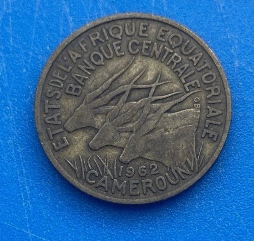  Äquatorialafrika 25 Francs 1962 Drei Antilopen | Kamerun   
