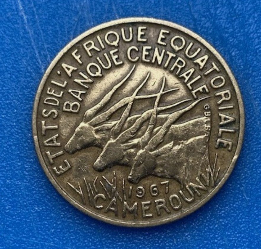  Kamerun 10 Francs 1967 Drei Antilopen Münze Zentralafrika   