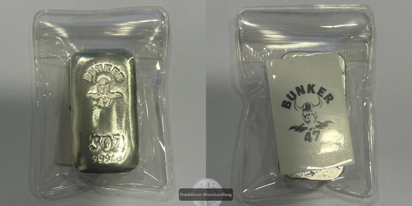  Deutschland / Bunker 47 3 Oz Silberbarren 999 AG FM-Frankfurt Feinsilber: 93,31g   