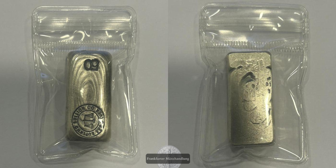  USA / Rutland Bullion Co. Silberbarren FM-Frankfurt Feinsilber: 49,95g   