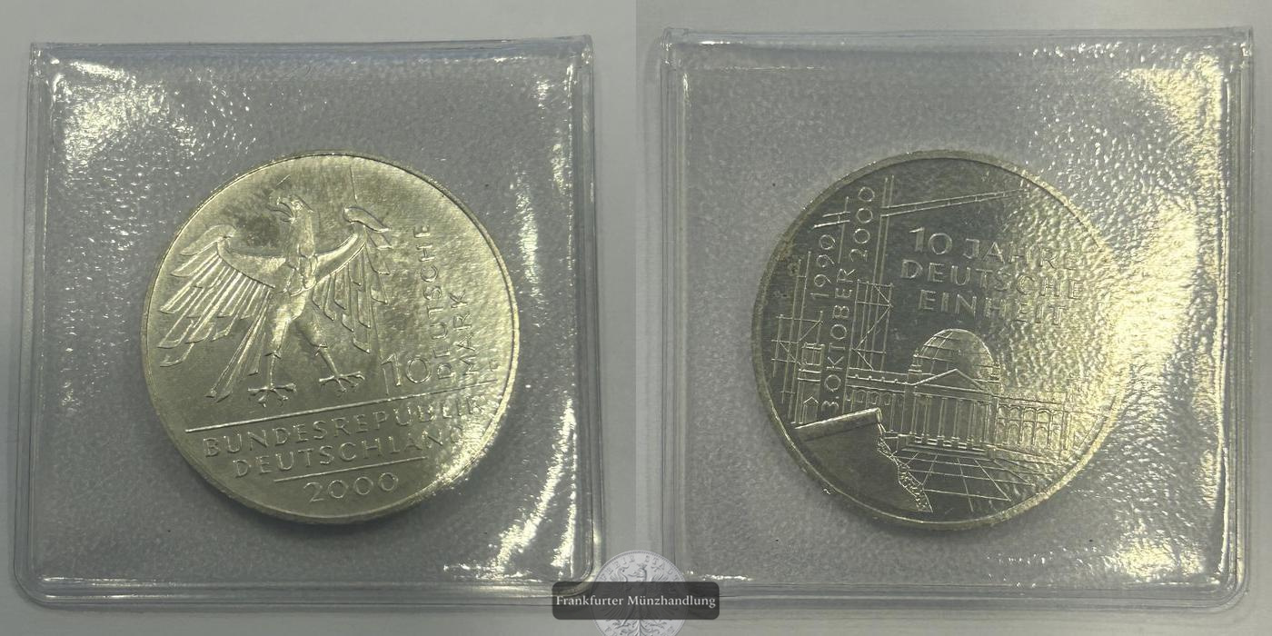  Deutschland / 10 DM Gedenkmünze 2000 D FM-Frankfurt KM#201 Feinsilber: 14,34g   
