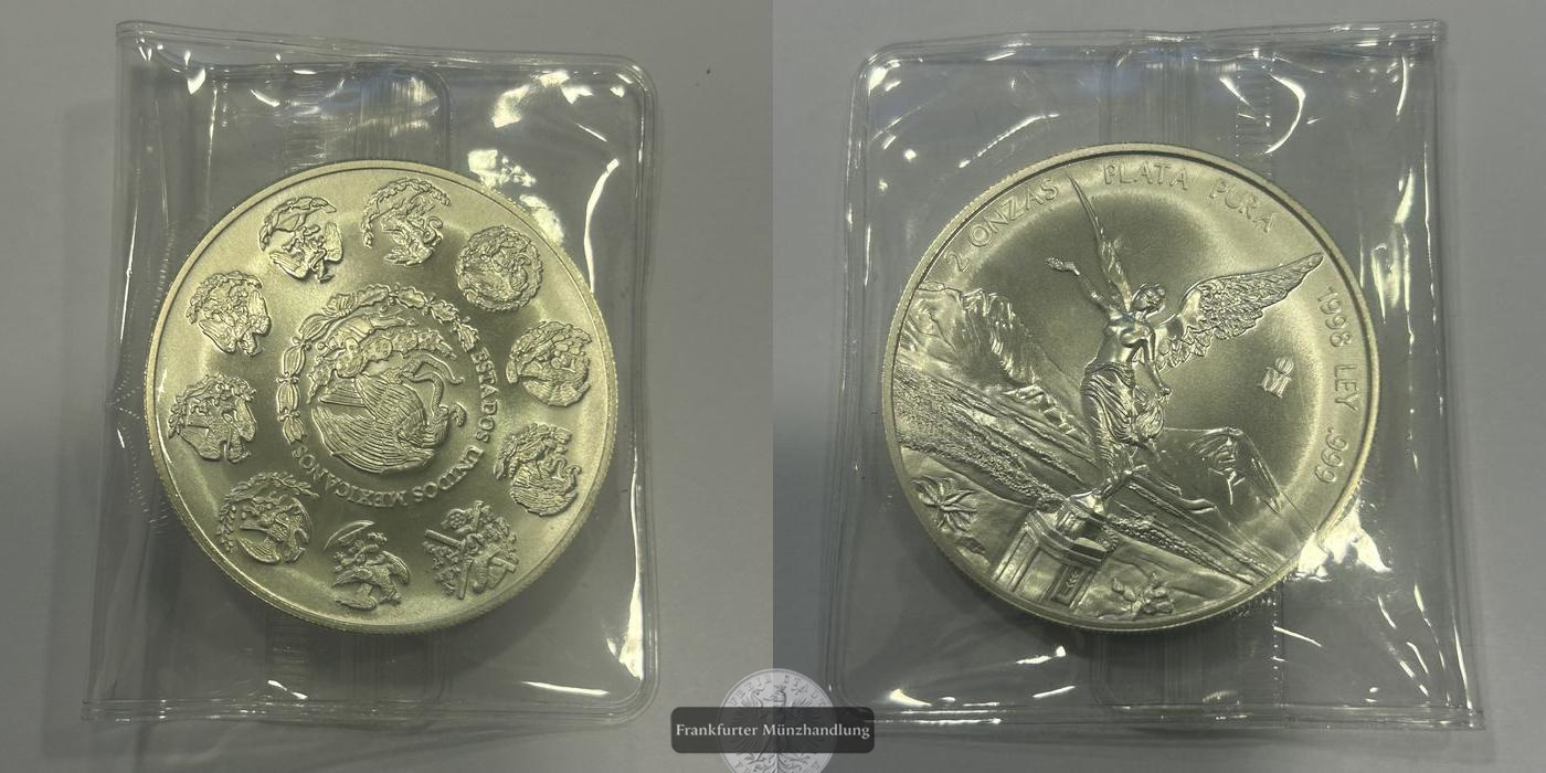  Mexiko / 2 Onzas Libertad 1998 Mo FM-Frankfurt KM#614 Feinsilber: 62,103g   