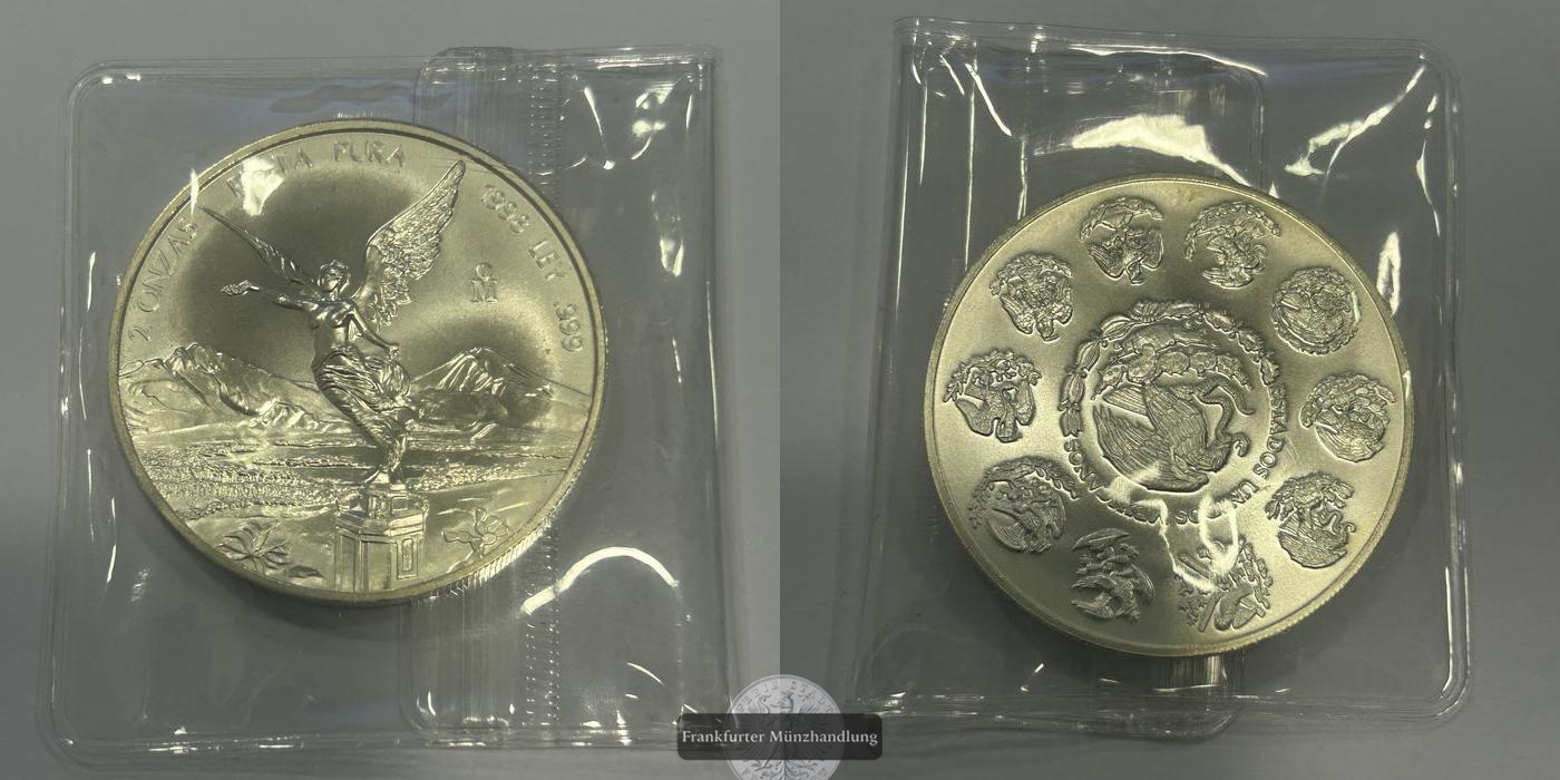  Mexiko / 2 Onzas Libertad 1998 Mo FM-Frankfurt KM#614 Feinsilber: 62,103g   