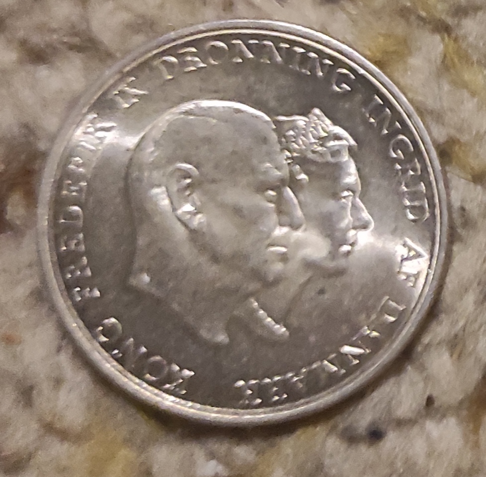  Dänemark 5 Kronen 1960, SILBER, König Frederick IX (1947 - 1972), Silberhochzeit   
